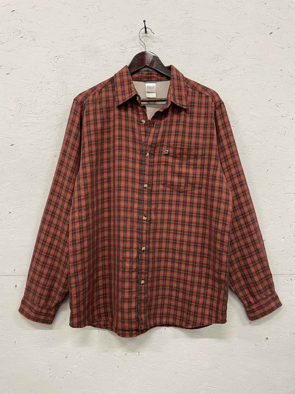 The North Face Plaid Long-Sleeve Button-Down Shirt, Size L, Modal/Poly Blend